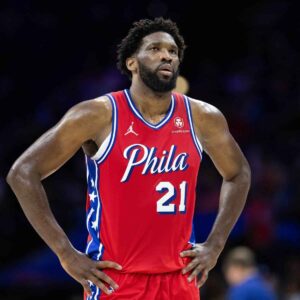 Joel Embiid of the Philadelphia 76ers is out against the Utah Jazz due to swelling in his left knee.