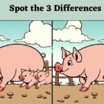 Spot the Difference Picture Puzzle: Can you spot 3 differences in the Pig Family picture in 10 seconds?
